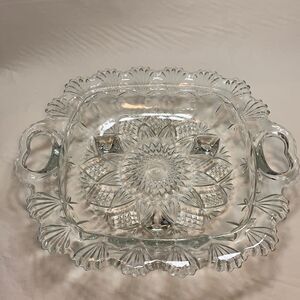 Pasari Vintage Crystal Cut Glass Square Candy Dish